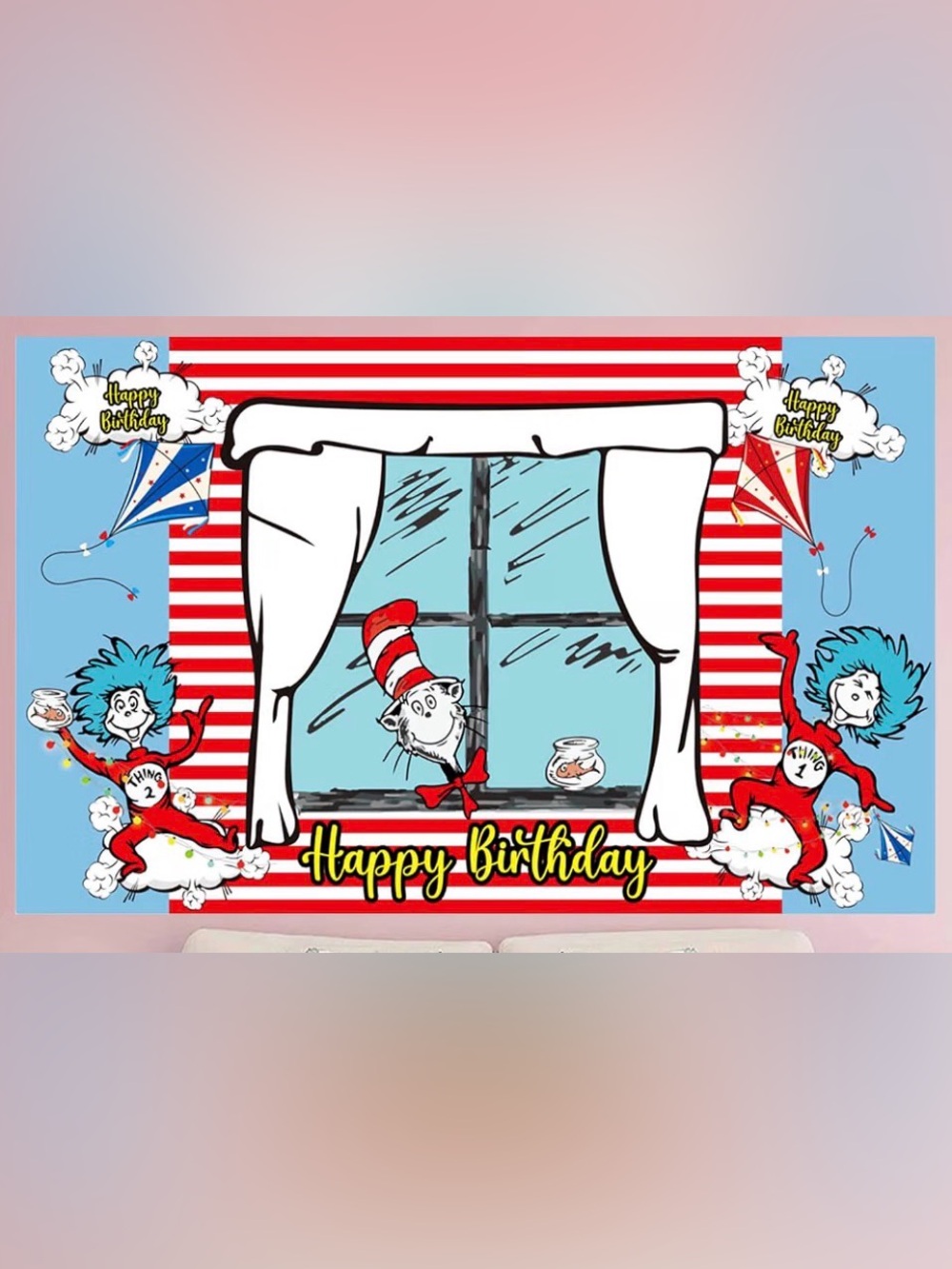 Dr. Seuss Cat in the Hat Birthday Wall Art - Red & White